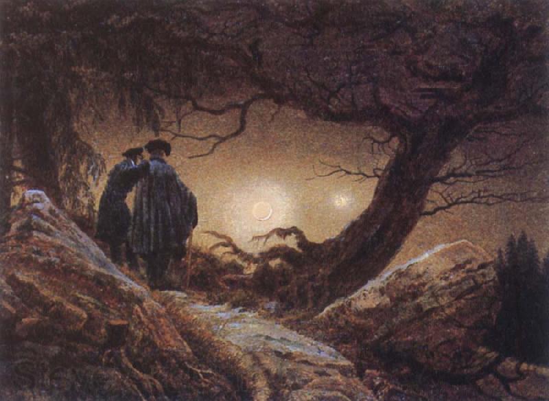 Caspar David Friedrich Two Men Looking at the Moon Germany oil painting art